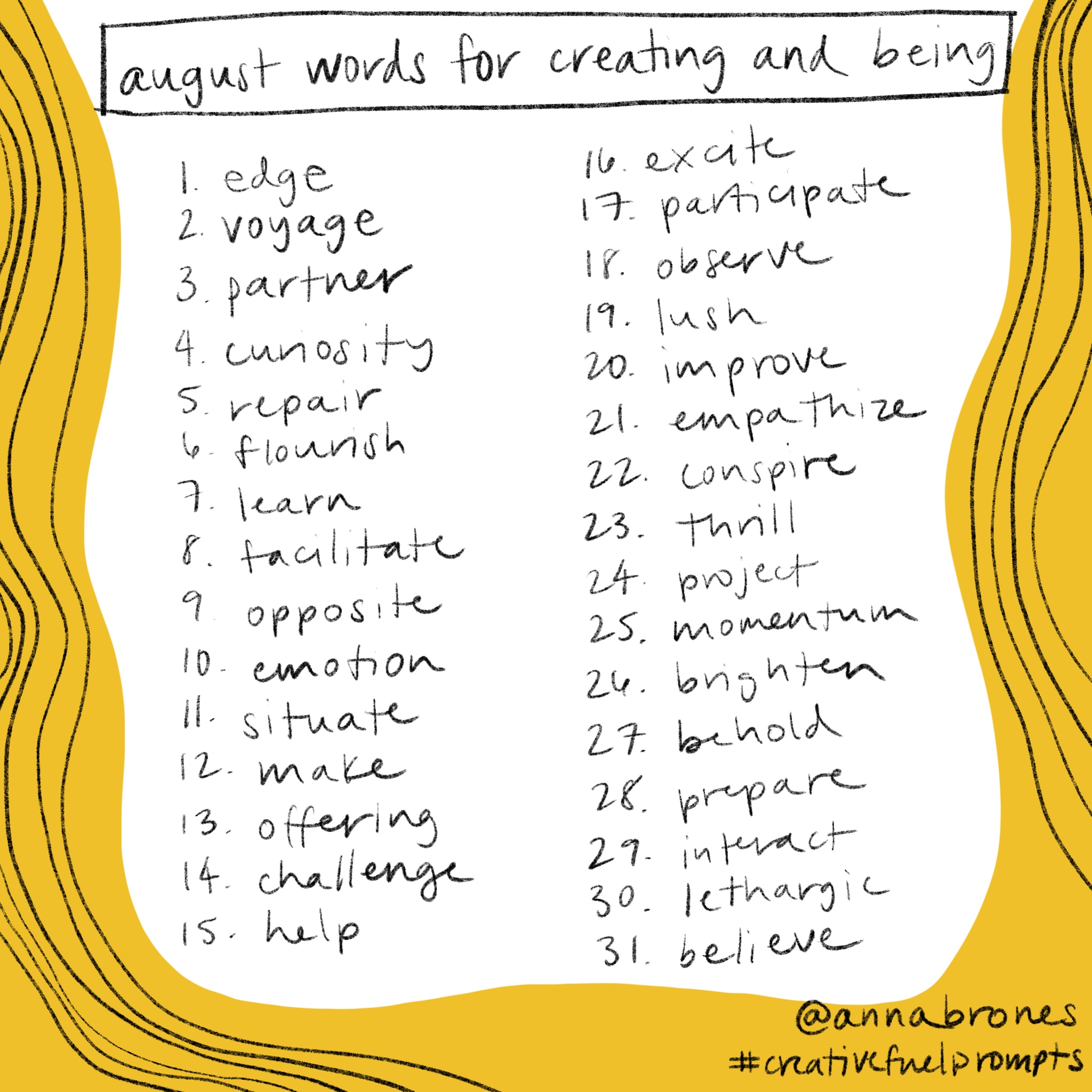 2022 Words for Creating and Being August by Anna Brones