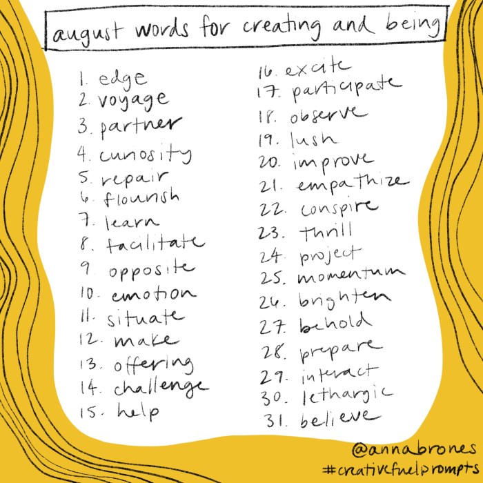 2022 Words for Creating and Being August by Anna Brones