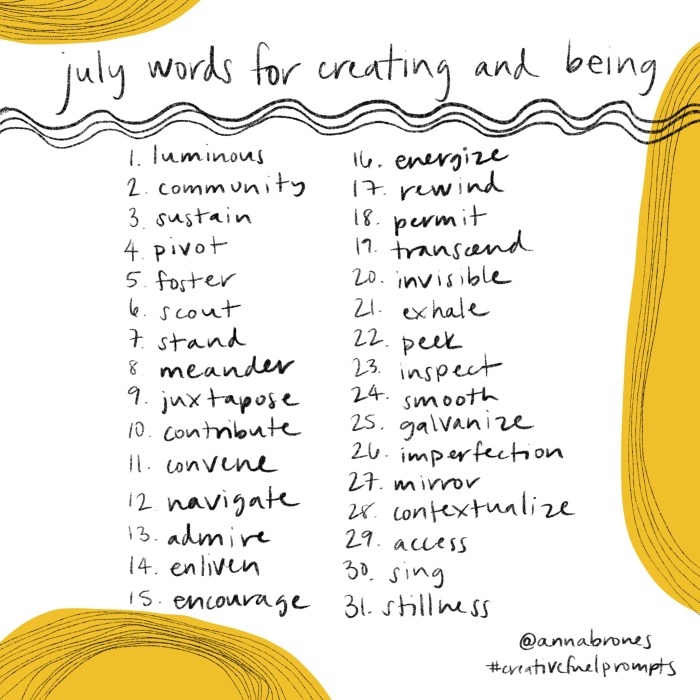 july words for creating and being by anna brones